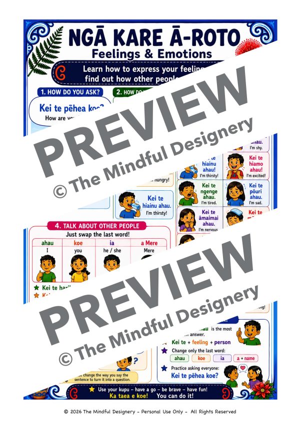 Ngā Kare Ā-Roto Emotions and Feelings in Te Reo Māori BW Lesson Sheet Preview Ngā Kare Ā-Roto Emotions and Feelings in Te Reo Māori Lesson Sheet